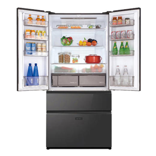 松下（Panasonic）NR-W621TF-XM 618升法式多门冰箱 风冷无霜宽带变温镜面玻璃 智慧大屏触控 玛瑙黑企业专享 商品图1