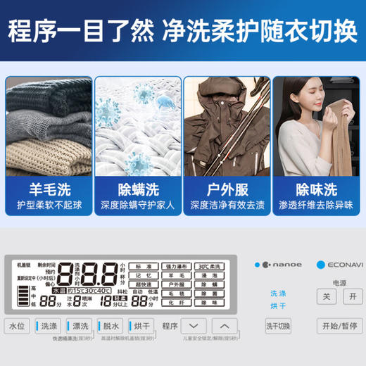 松下(Panasonic) 洗烘一体波轮全自动11kg 纳诺怡免洗护衣 桶洗净 大容量烘干泡沫净 白色XQB110-FW120 商品图1