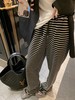 <曾小咸推荐>巨折清仓秒杀，稀有现货24小时发【仅限今日】高腰休闲裤女春夏新款韩版百搭条纹直筒垂感阔腿裤拖地长裤 商品缩略图5