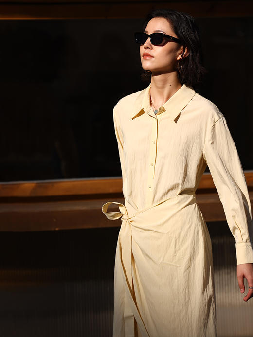 HeyDress法式裹身连衣裙女春季收腰显瘦设计感气质长袖衬衫裙子 商品图4