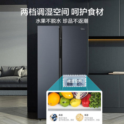 美的（Midea）19分钟急速净味601升变频一级能效对开双开门冰箱大容量家用除菌京东小家智能BCD-601WKPZM(E) 商品图3