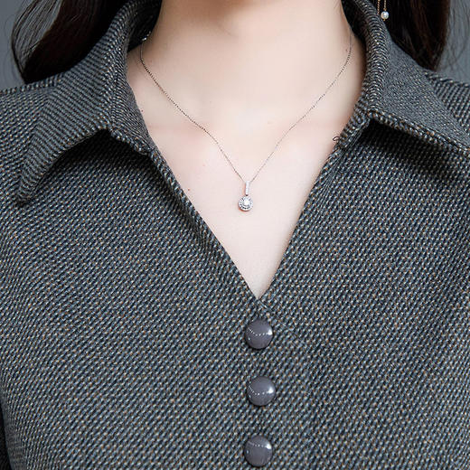 QYM 237727-Y收腰上衣打底衫+高腰裤优雅套装 商品图3