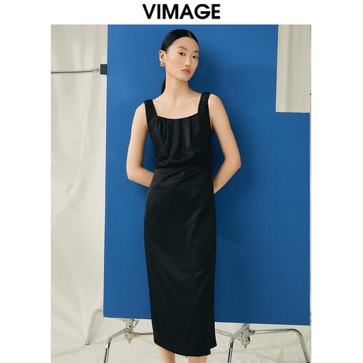 VIMAGE纬漫纪夏季新款气质收腰显瘦无袖开叉连衣裙V1907524 商品图7