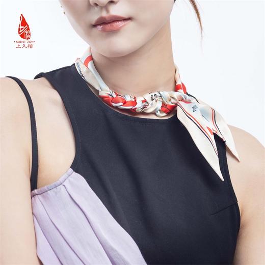 SAINTJOY/上久楷 女式真丝方巾  米红色上久佳人   真丝窄巾 CJS22009 商品图6