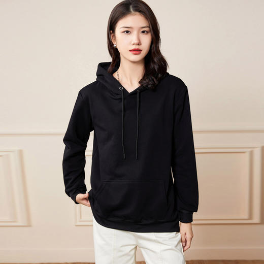 优选丨【圆领+连帽可选】【时髦百搭必备】春季卫衣女宽松套头圆领连帽套头衫上衣可情侣纯棉卫衣 商品图10