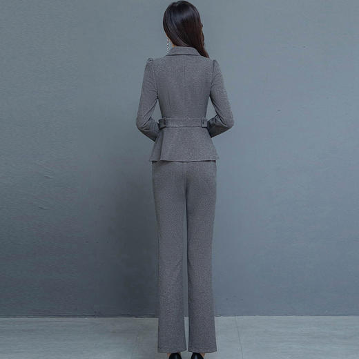 QYM 237727-Y收腰上衣打底衫+高腰裤优雅套装 商品图2