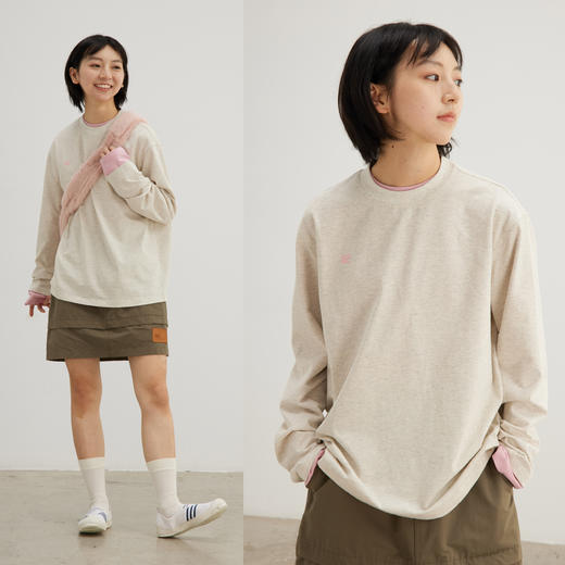 CryingCenter 燕麦粉温柔版纯棉基础圆领T恤 长袖TEE 哭喊中心 商品图2