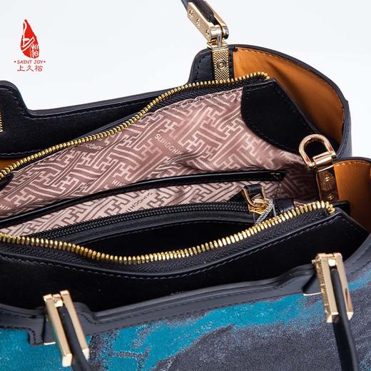 SAINTJOY/上久楷 宋锦女式拎包 蓝紫灰虹涧  BWW18A2001 商品图9