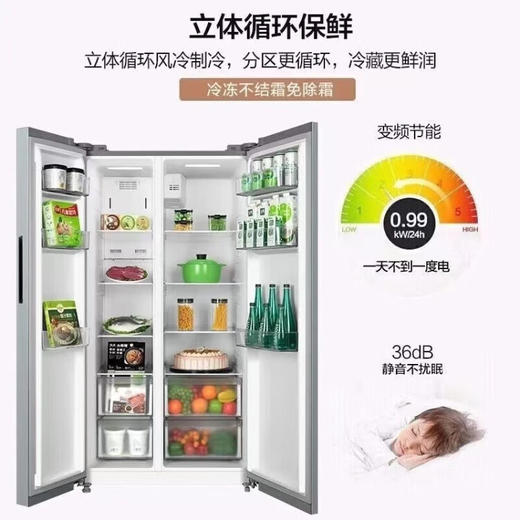 美的（Midea）美的（Midea）冰箱558升大容量双开门对开门节能变频智能控制风冷无霜 【钛钢灰星烁】 BCD-558WKPM(E) 商品图4