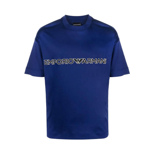 EMPORIO ARMANI 阿玛尼 男士字母徽标印花圆领短袖T恤 蓝色 3R1TBD 1JUVZ 0862 商品图0