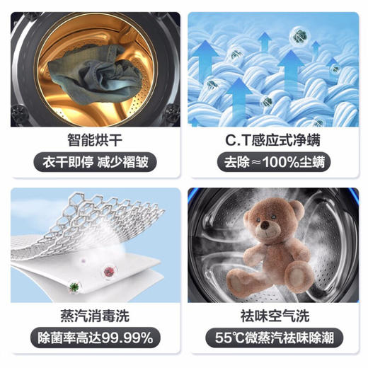 美的（Midea）滚筒洗衣机全自动10公斤大容量家用除菌除螨 羽绒洗真丝柔洗 直驱变频电机 以旧换新 洗烘一体MD100VT707WDY 商品图2