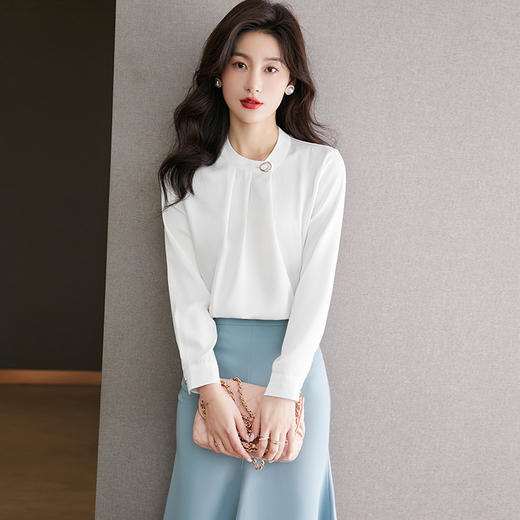早春新款，雪纺气质小立领韩系小衫上衣CC-YX5606 商品图2