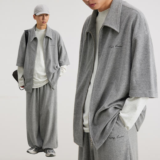 CryingCenter 花灰毛巾慵懒感衬衫拉链开衫 哭喊中心 商品图2