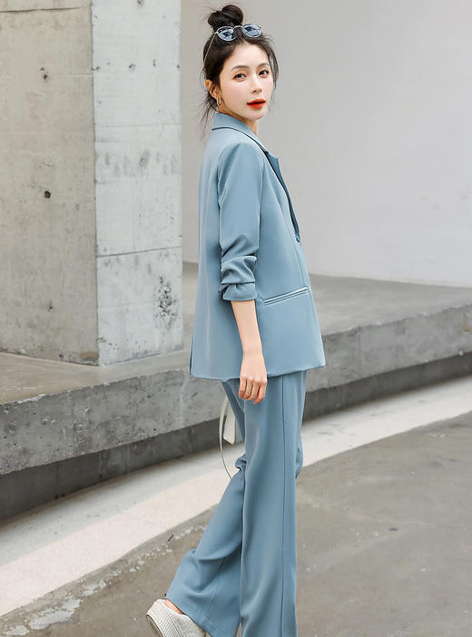 韩版宽松西装外套，显瘦开叉阔腿裤休闲两件套HR-XQ810 商品图4