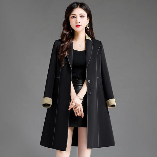 垂直感西装领中长款外套，时尚中年女装外搭QYM-TYP-8023A01-Y 商品图4