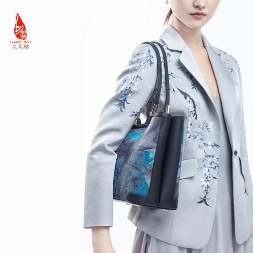SAINTJOY/上久楷 宋锦女式拎包 蓝紫灰虹涧  BWW18A2001 商品图1