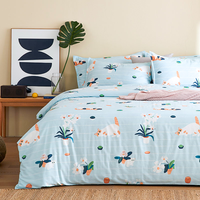 【幸运土猫】兰花喵如茉全棉纯棉猫三四件套件柔软被套原创设计