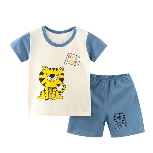 【萌趣卡通宝宝短袖套装】韩版ins儿童短袖套装家居服童装空调服 婴儿衣服短袖短裤棉 商品图6