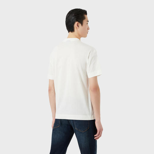 EMPORIO ARMANI 阿玛尼 男士棉质大号老鹰橡胶字母图案丝光平纹针织圆领短袖T恤 白色 3R1TV0 1JSAZ 0101 商品图2