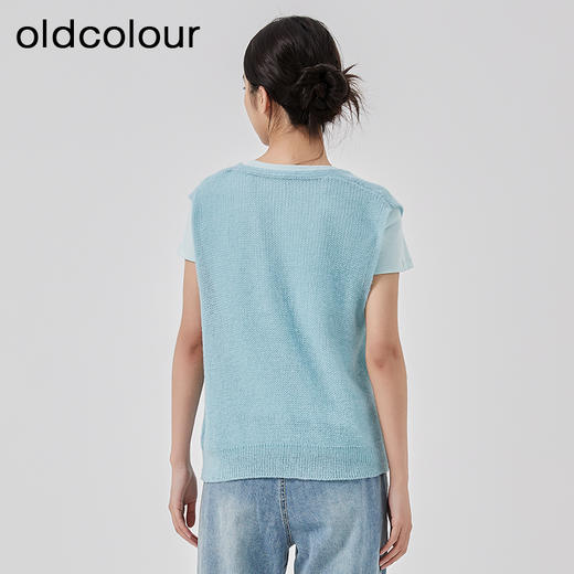 oldcolour2023春新款纯色简约休闲短袖T恤背心两件套女GO11021656 商品图4