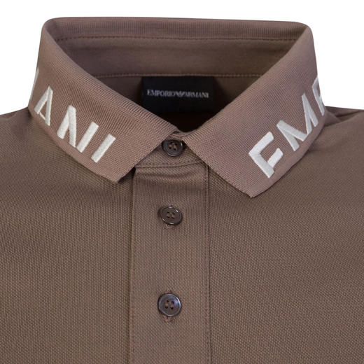EMPORIO ARMANI 阿玛尼 男士标志衣领丝光珠地布短袖 Polo 衫 浅咖色 3R1FG4 1JTKZ 01F0 商品图2
