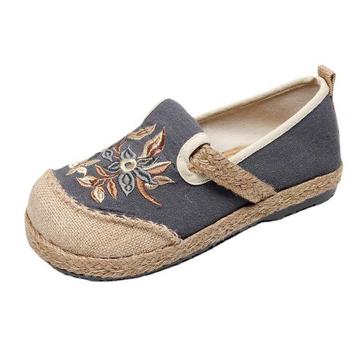 手工包麻边pvc软底套鞋，民族风浅口绣花布鞋TC6092 商品图4