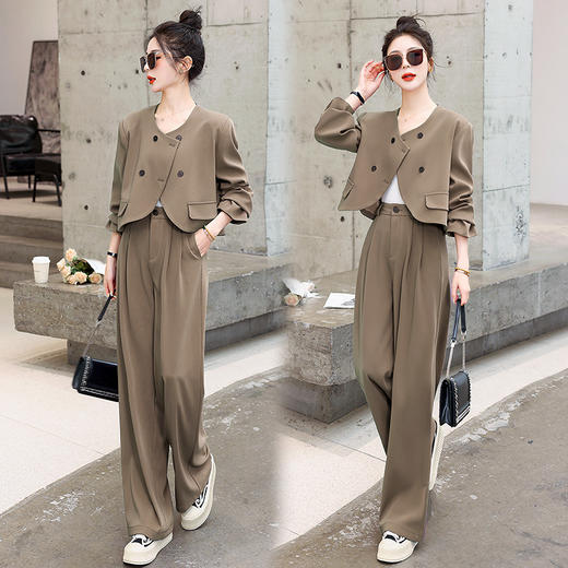 时尚简约大方气质优雅，收腰显瘦休闲修身两件套HR-ZYQ290 商品图3