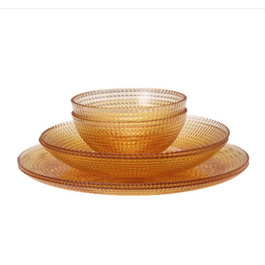 康宁VISIONS玻璃餐具套装 土耳其进口晶莹系列6件组 琥珀色波点碗碟套装家用 晶莹6件组 商品图4