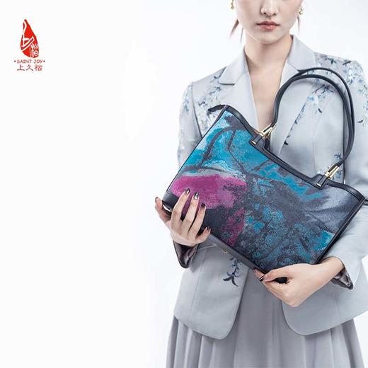 SAINTJOY/上久楷 宋锦女式拎包 蓝紫灰虹涧  BWW18A2001 商品图3