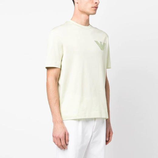 EMPORIO ARMANI 阿玛尼 男士棉质老鹰刺绣徽标圆领短袖T恤 浅绿色 3R1TZ3 1JSAZ 0594 商品图1