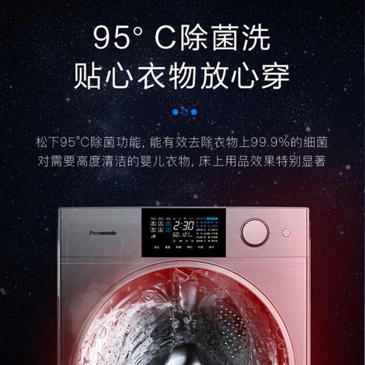 松下(Panasonic)高端12kg洗烘一体智屏全自动家用滚筒洗衣机阿尔法 保时捷设计 光动银除菌 XQG120-P3DR 商品图3