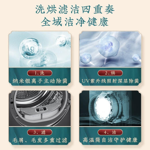 小天鹅（LittleSwan）纤彩系列洗烘套装10kg滚筒洗衣全自动+热泵烘干 超微净泡水魔方 TG100S85+TH100HS85 商品图2