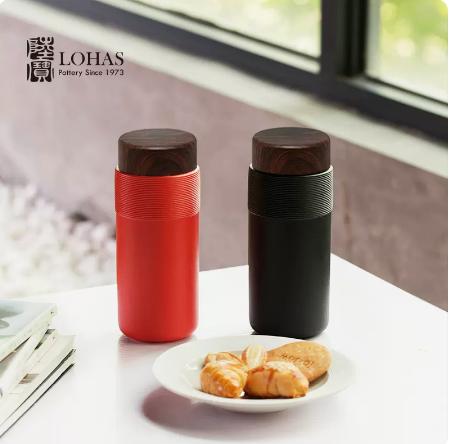 陆宝陶瓷杯子旋转随身杯泡茶活水茶杯饮水杯双层随手杯大容量陶杯 商品图1