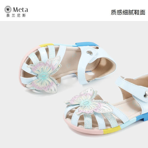 泰兰尼斯meta女童公主凉鞋2023夏季新款儿童鞋小女孩软底包头鞋子 M17X3B2874 商品图3
