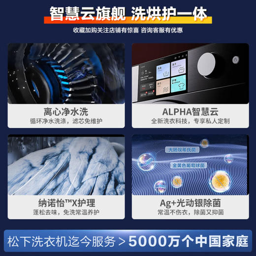 松下（Panasonic）全自动滚筒洗衣机12公斤洗烘一体 保时捷设计阿尔法离心净水洗 6点避震XQG120-P3DLS 商品图1