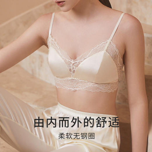 金三塔双面桑蚕丝无钢圈内衣女春夏性感超薄款丝杯文胸法式内衣  7NZF6B306 商品图2