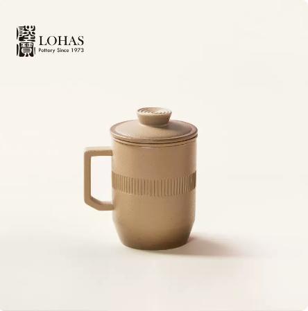 陆宝陶瓷茶杯男办公室泡茶杯合意盖杯茶水分离喝水杯子大容量水杯 商品图0