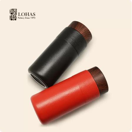 陆宝陶瓷杯子旋转随身杯泡茶活水茶杯饮水杯双层随手杯大容量陶杯 商品图5