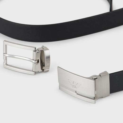 EMPORIO ARMANI 阿玛尼 男士 Saffiano 皮革双面腰带和可更换搭扣配有礼品盒 黑色 Y4S498 YLP4E 81519 商品图1