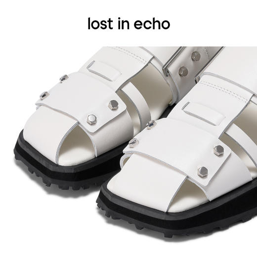 [捡漏价]lost in echo设计师品牌方头铆钉平底编织罗马凉鞋包头黑色鞋子女 商品图4