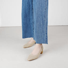 REREJOY 亚麻系列飞织王妃鞋粗跟款Q6310 显脚瘦显秀气