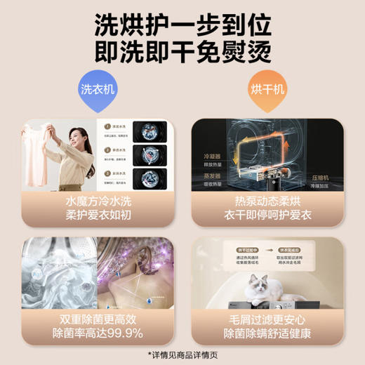 小天鹅（LittleSwan）10kg滚筒洗衣全自动+热泵烘干家用 彩屏水魔方系列 除菌除螨 智能投放 TG100V87MIY洗烘套装 商品图1