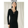 VIMAGE纬漫纪春季新款气质V领收腰显瘦连衣裙女礼服V1977503 商品缩略图2