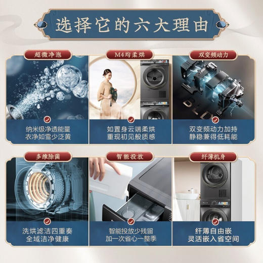 小天鹅（LittleSwan）纤彩系列洗烘套装10kg滚筒洗衣全自动+热泵烘干 超微净泡水魔方 TG100S85+TH100HS85 商品图6