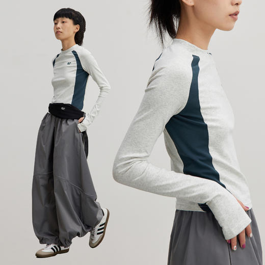 CryingCenter 松石燕麦灰拼接运动健身瑜伽长袖tee 哭喊中心 商品图1