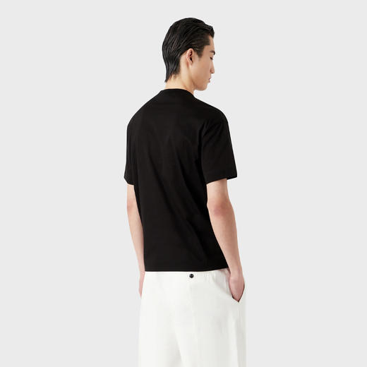EMPORIO ARMANI 阿玛尼 男士棉质大号老鹰橡胶字母图案丝光平纹针织圆领短袖T恤 黑色 3R1TV0 1JSAZ 0999 商品图2