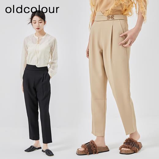 oldcolour2023春季新款高腰直筒气质通勤西装休闲裤女O12073236 商品图2