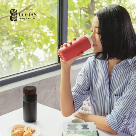 陆宝陶瓷杯子旋转随身杯泡茶活水茶杯饮水杯双层随手杯大容量陶杯 商品图2