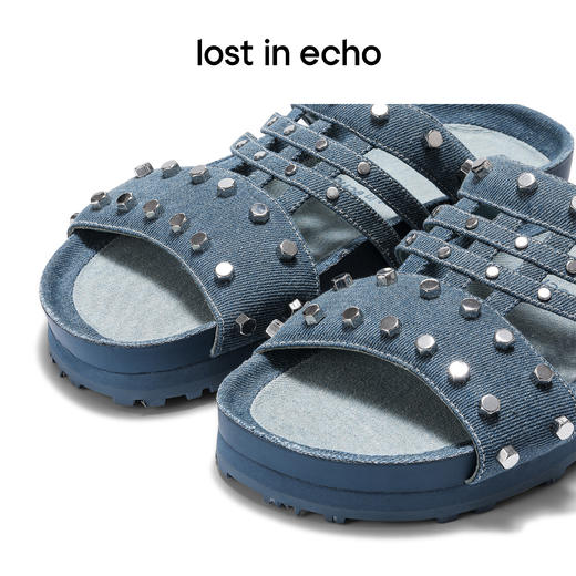 【下架】lost in echo 2023春夏新款六边形铆钉装饰勃肯拖鞋 商品图4