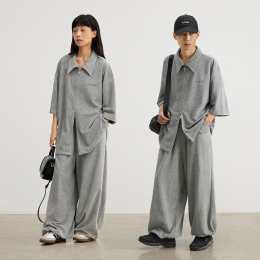 CryingCenter 花灰毛巾慵懒感衬衫拉链开衫 哭喊中心 商品图1